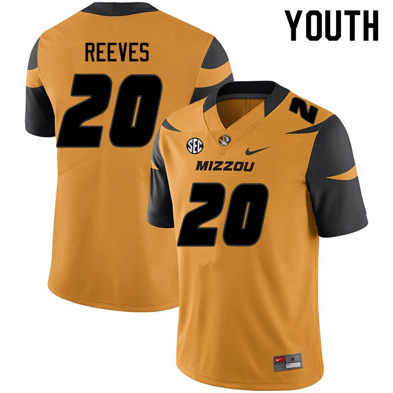 Youth #20 Zxaequan Reeves Missouri Tigers College Football Jerseys Sale-Yellow - Click Image to Close